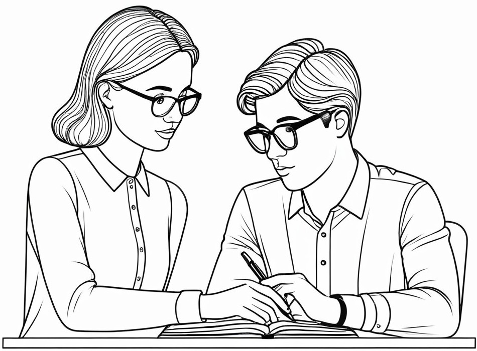 Young people
              studying